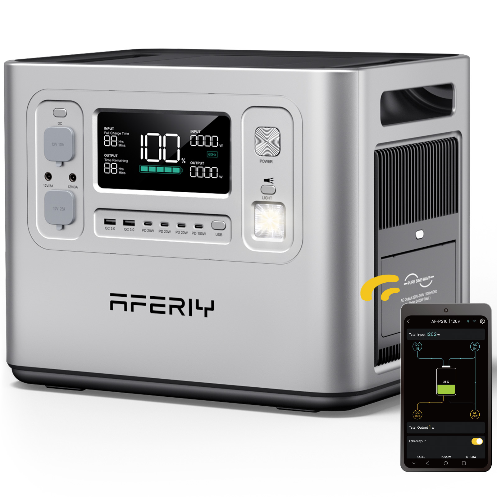 Portable Power Station - P210 Silver 2048Wh con App, Garanzia