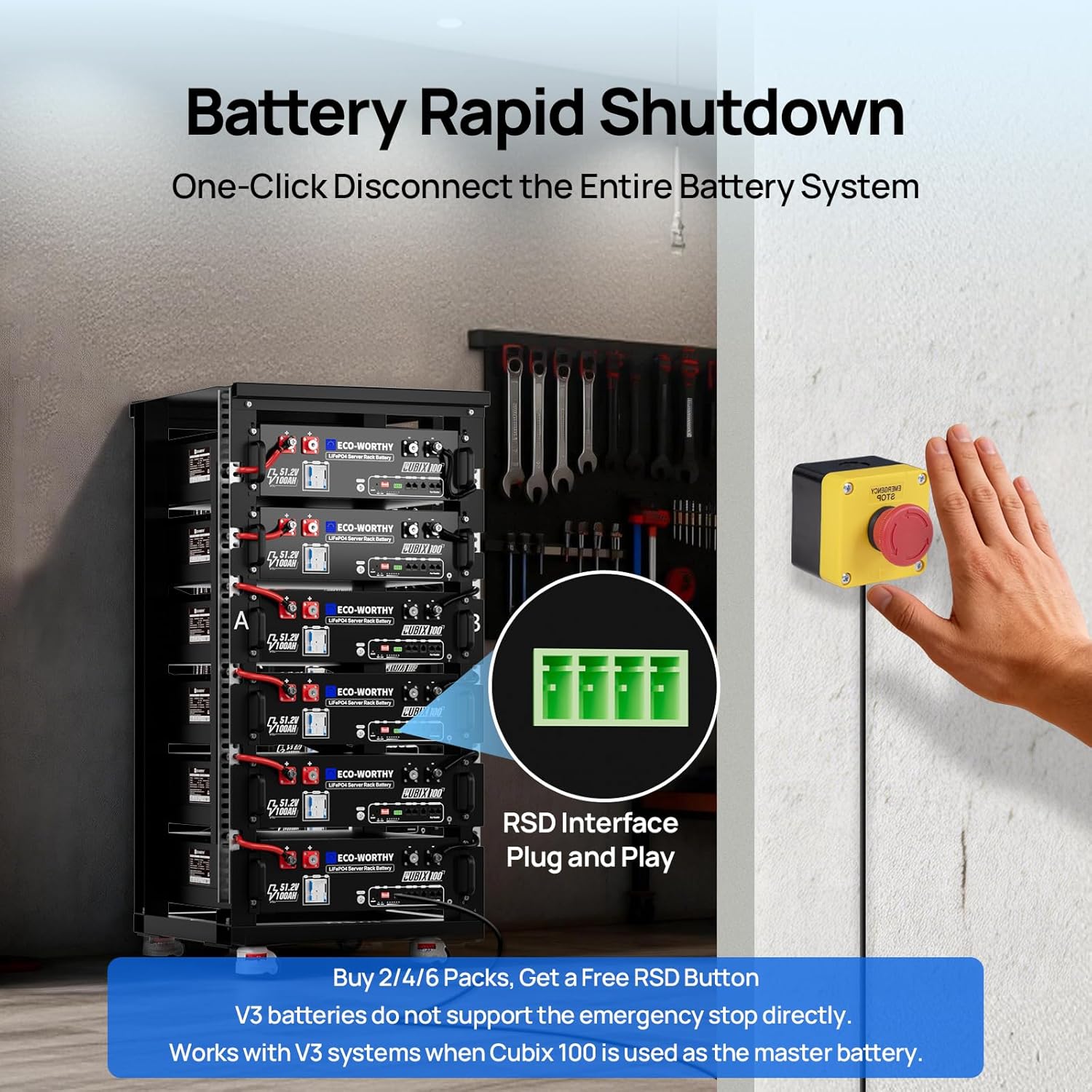 Energy Storage Rack - Batteria LiFePO4 da 100Ah con Bluetooth