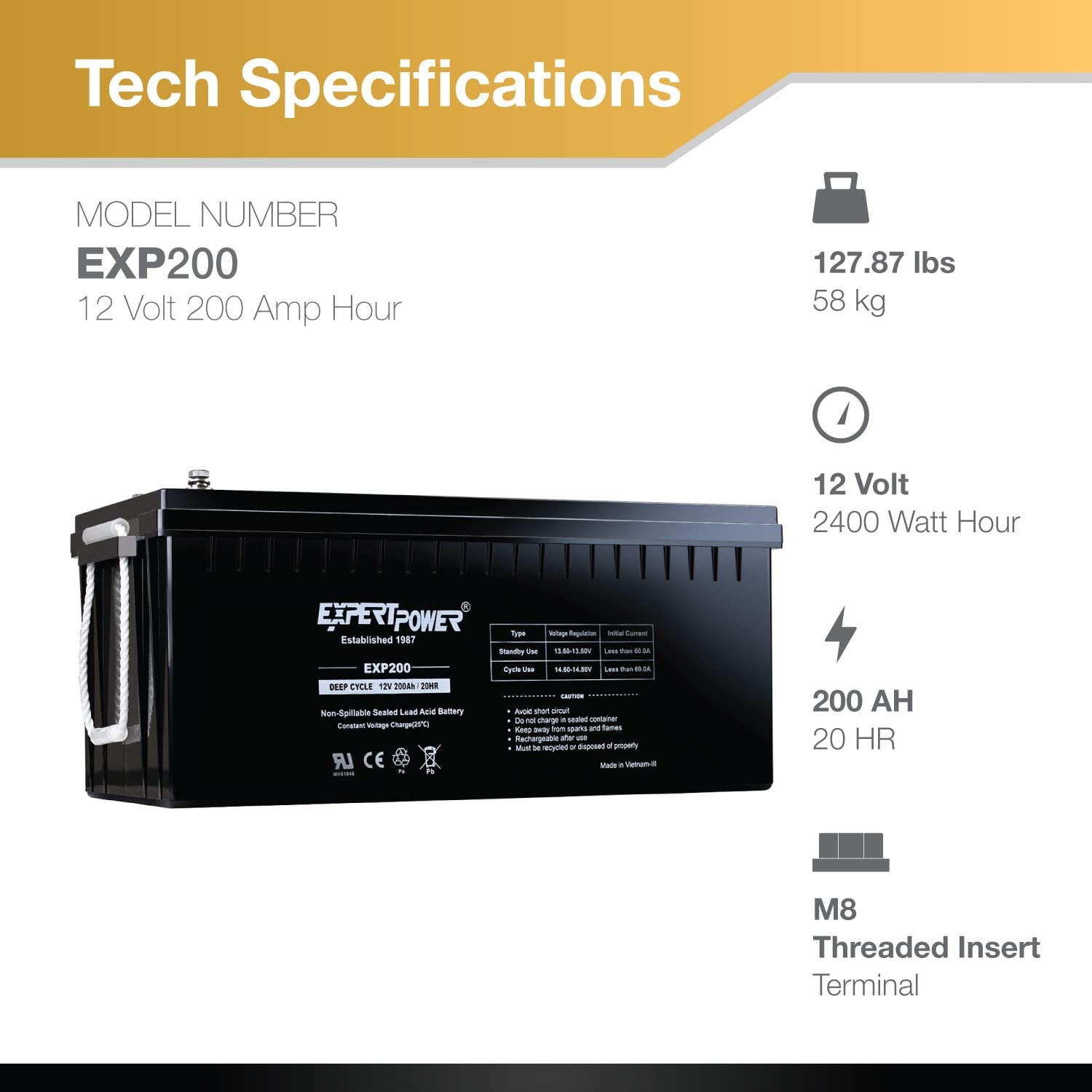 Batteria AGM EXP200 12V 200Ah  - Agm Deep Cycle Battery recensione e prezzo